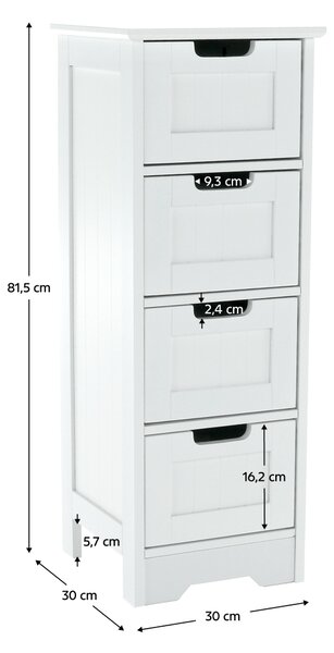 KONDELA Comodă cu 4-sertare, alb, ATENE TYPUL 7