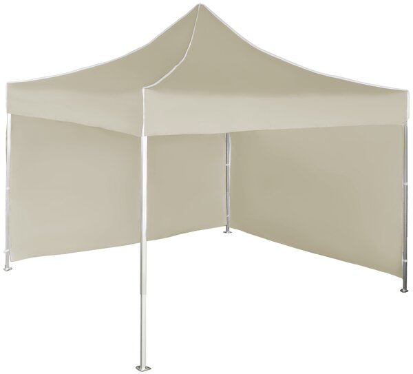Pavilion de grădină 3x3m – din aluminiu, 2 pereţi laterali, Bej
