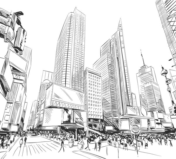 Fototapet Desenul unui oraș cu clădiri înalte, Fototapet skyline, Fototapet populare, u29979 - Tapeko.ro