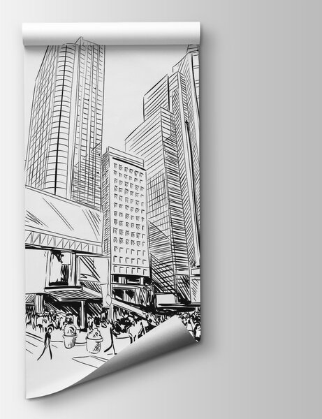 Fototapet Desenul unui oraș cu clădiri înalte, Fototapet skyline, Fototapet populare, u29979 - Tapeko.ro