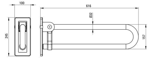 Lehnen Bară de susținere cu montare pe perete, pliabil - 60 cm NIL_041D