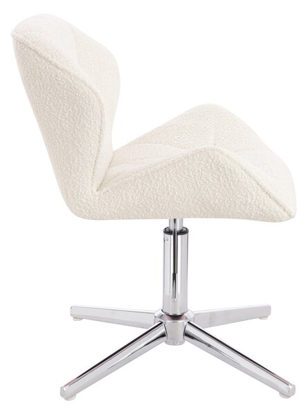 HR111CROSS Scaun Crem Boucle cu Bază Cromata