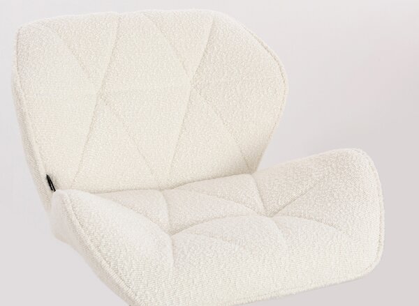 HR111W Scaun Crem Boucle cu Bază Cromata