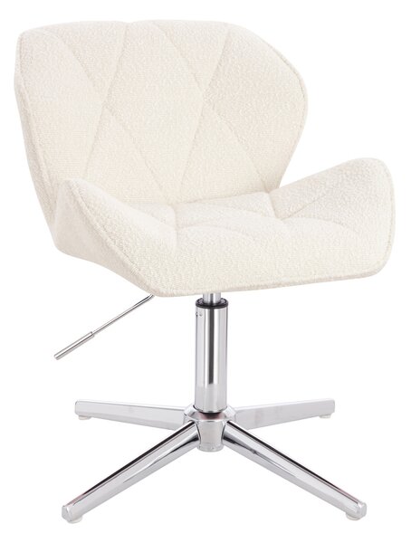 HR111CROSS Scaun Crem Boucle cu Bază Cromata