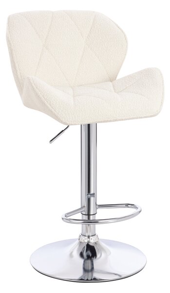 HR111W Scaun Crem Boucle cu Bază Cromata