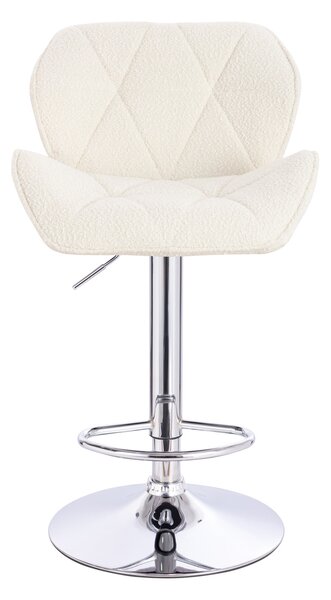 HR111W Scaun Crem Boucle cu Bază Cromata
