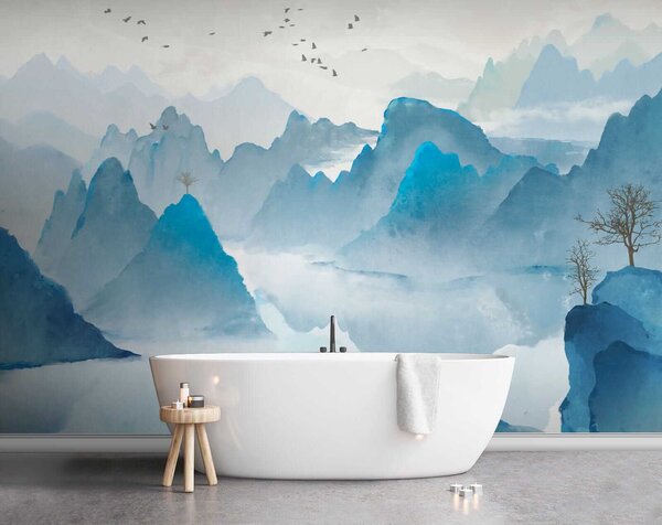 Tapet Blue Mountains, Fototapet Acuarelă, u32523 : Uwalls.ro