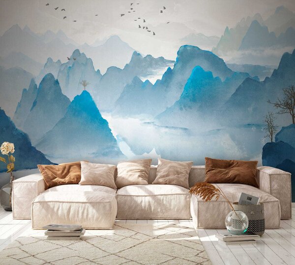 Tapet Blue Mountains, Fototapet Acuarelă, u32523 : Uwalls.ro