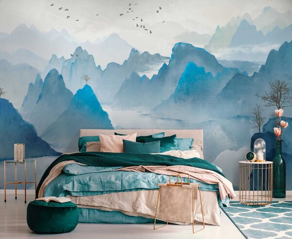 Tapet Blue Mountains, Fototapet Acuarelă, u32523 : Uwalls.ro