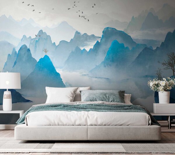 Tapet Blue Mountains, Fototapet Acuarelă, u32523 : Uwalls.ro