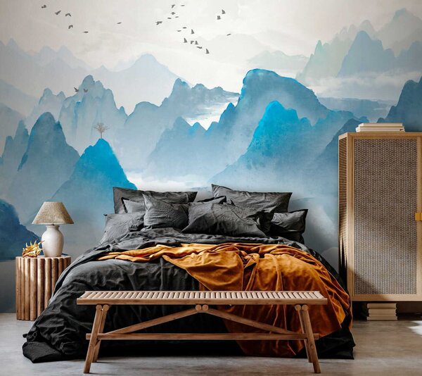 Tapet Blue Mountains, Fototapet Acuarelă, u32523 : Uwalls.ro