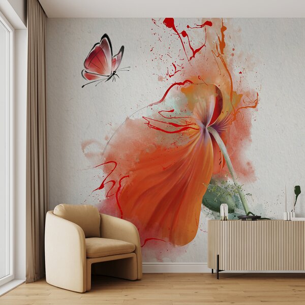 Fototapet Fluture pe o floare, Fototapet 3D, Fototapet populare, u34147 - Tapeko.ro