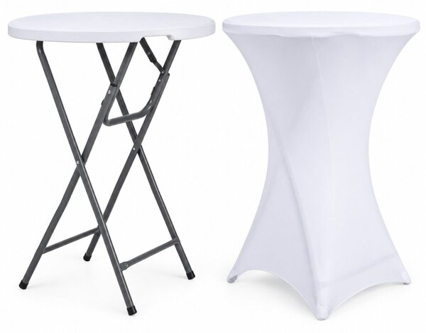 Set - măsuță de cocktail pentru catering 80 x 110 cm + husă albă