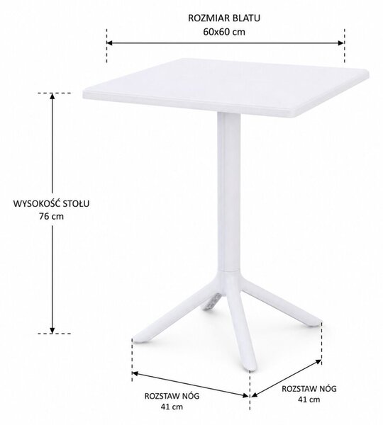Măsuță de grădină Solo PP, masă de exterior 60x60 cm – albă