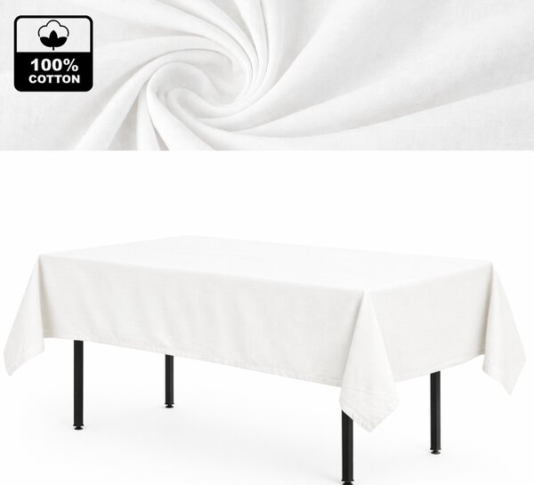 Fată de masă albă din bumbac pentru masă de banchet, 280 x 170 cm