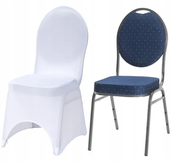 Set scaun de banchet tapițat Veneția albastru închis și husă albă