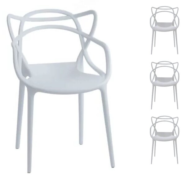 Set Modern de 3 Scaune Split Albe