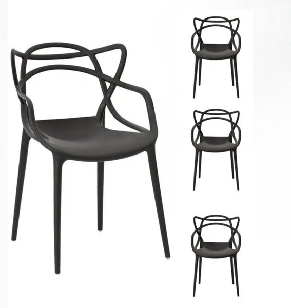 Set Modern de 3 Scaune Split Negre