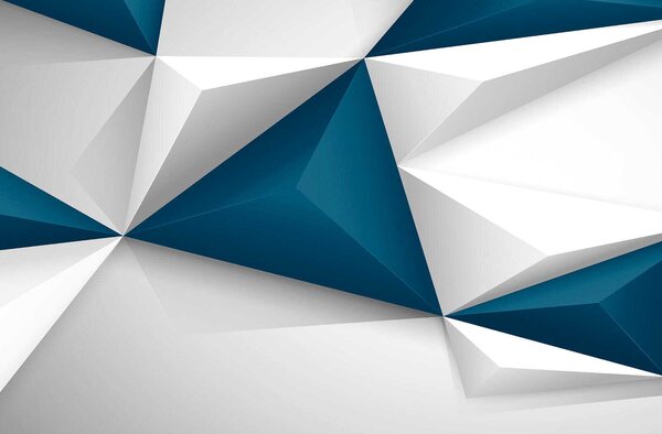 Fototapet Forme triunghiulare albastre și albe, Fototapet geometric 3D, Fototapet populare, u36343 - Tapeko.ro