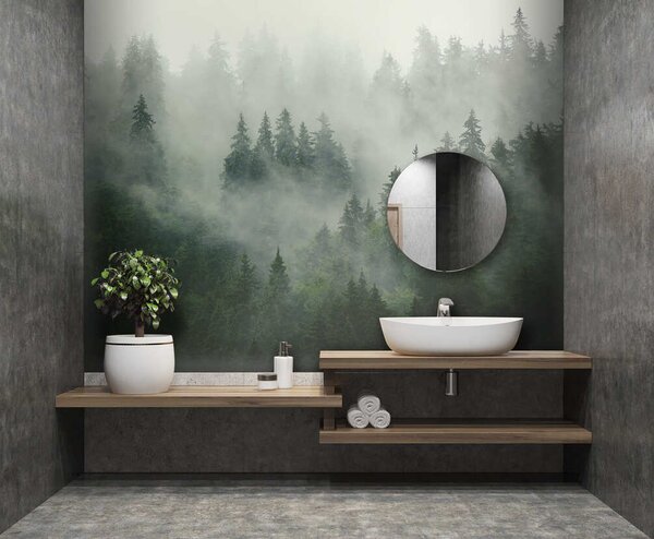 Fototapet Pădure cețoasă cu copaci, Fototapet designer, Fototapet populare, u36439 - Tapeko.ro