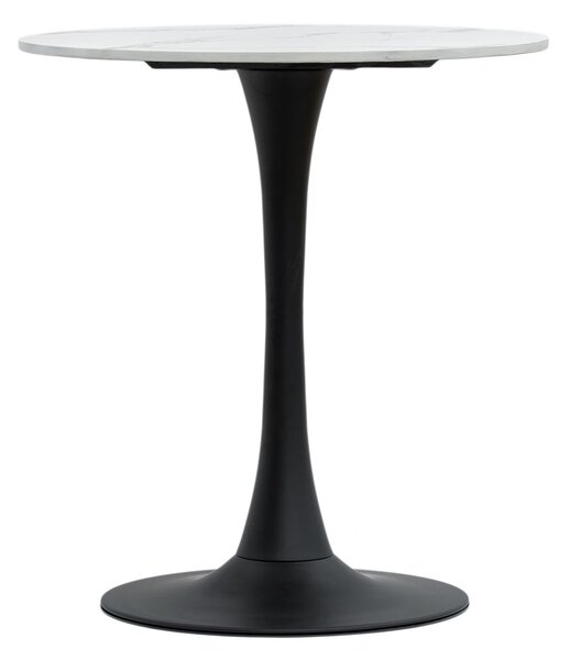 Masă de cafea albă, 70cm, cu marmură