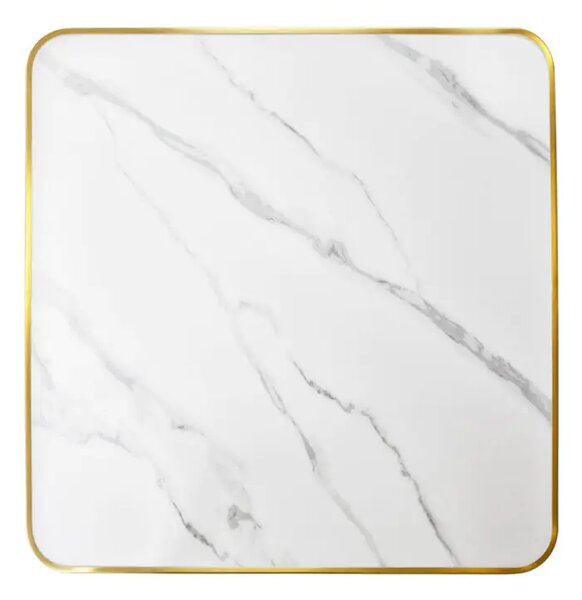 Set Masă de Cafea Bar ARP608 70x70cm Alb cu 2 Scaune Glamour Aurii