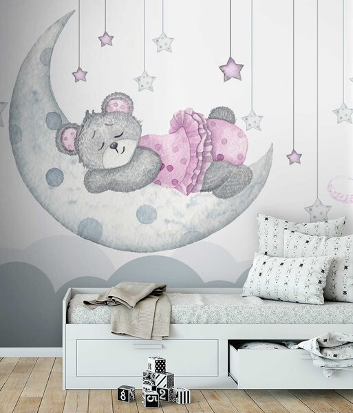 Fototapet Teddy ursuleț de dormit pe lună, Fototapet copii, Fototapet populare, u37013 - Tapeko.ro
