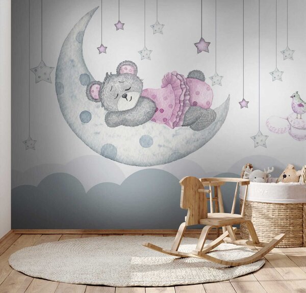 Fototapet Teddy ursuleț de dormit pe lună, Fototapet copii, Fototapet populare, u37013 - Tapeko.ro