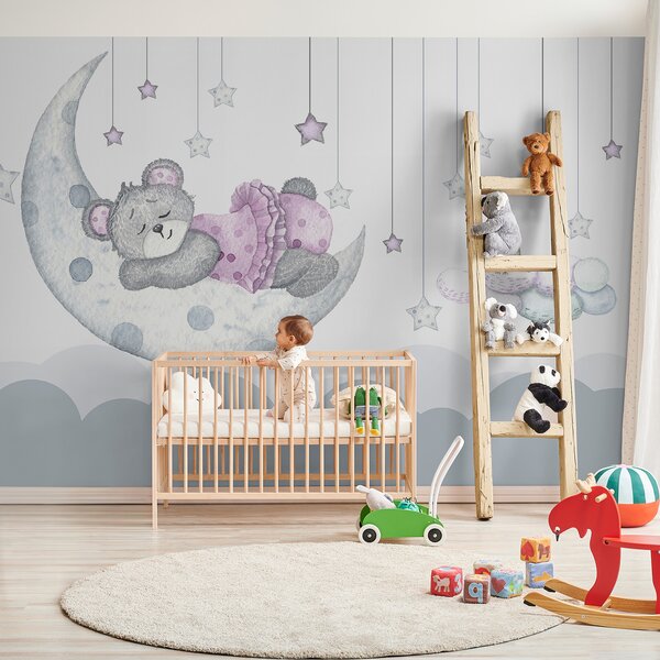 Fototapet Teddy ursuleț de dormit pe lună, Fototapet copii, Fototapet populare, u37013 - Tapeko.ro