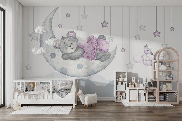 Fototapet Teddy ursuleț de dormit pe lună, Fototapet copii, Fototapet populare, u37013 - Tapeko.ro