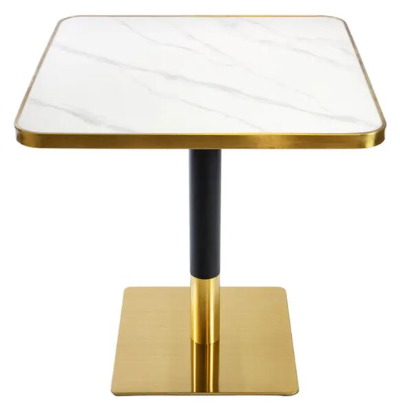 Masă de cafea/bar din marmură albă cu detalii aurii ARP608 70x70cm pătrată