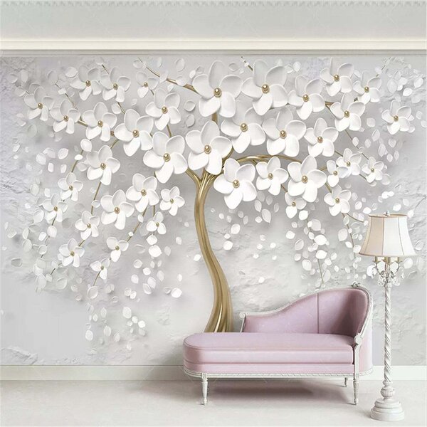 Tapet Copac înflorit cu flori mari, Fototapet 3D, Fototapet 3D Flori, u37065 : Uwalls.ro