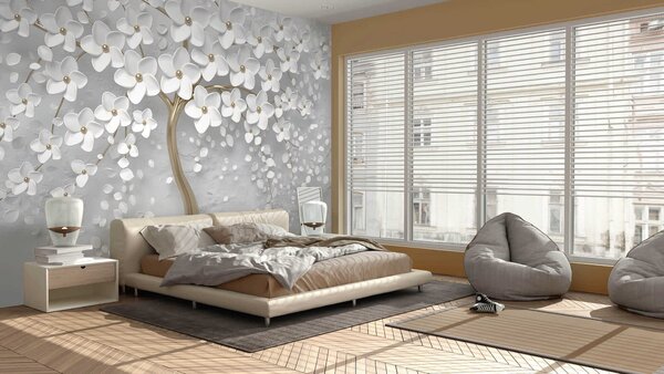 Tapet Copac înflorit cu flori mari, Fototapet 3D, Fototapet 3D Flori, u37065 : Uwalls.ro