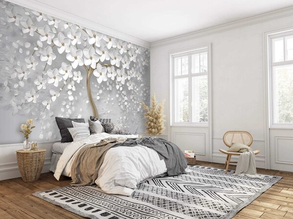 Tapet Copac înflorit cu flori mari, Fototapet 3D, Fototapet 3D Flori, u37065 : Uwalls.ro