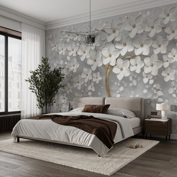 Tapet Copac înflorit cu flori mari, Fototapet 3D, Fototapet 3D Flori, u37065 : Uwalls.ro