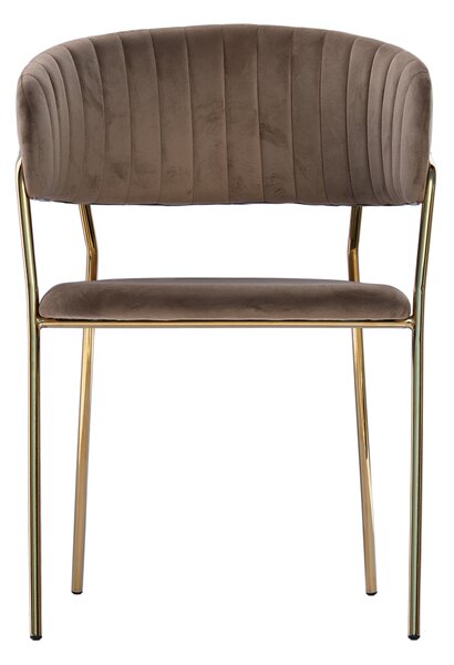 Scaun din velur Glamour VELVET cu picioare aurii - cappuccino