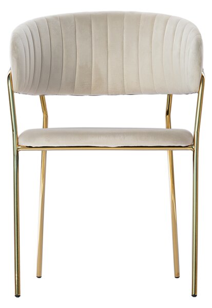 Scaun din velur Glamour VELVET cu picioare aurii - bej
