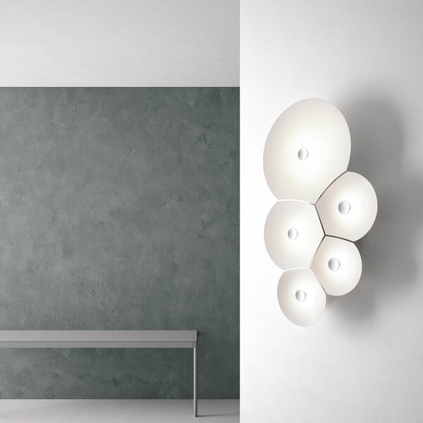 Luceplan Aplică LED Bulbullia cu 5 becuri, reglabil, Alb, Camera de zi / sufragerie, Metal, Design
