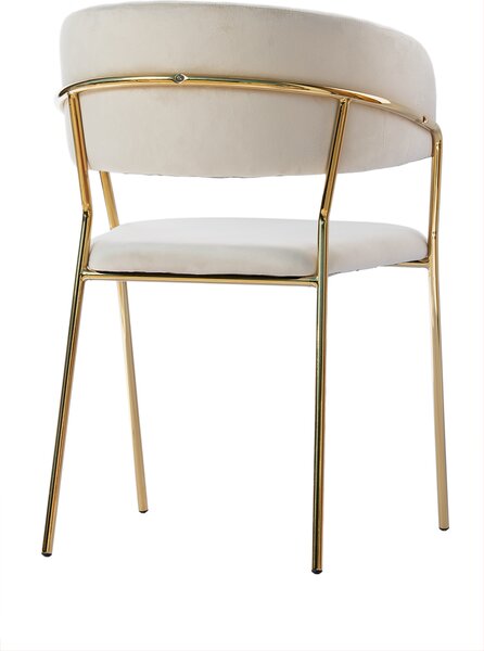 Scaun din velur Glamour VELVET cu picioare aurii - bej