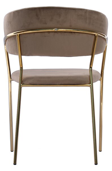 Scaun din velur Glamour VELVET cu picioare aurii - cappuccino