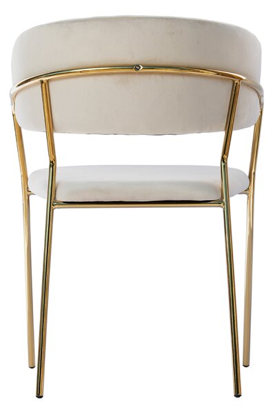 Scaun din velur Glamour VELVET cu picioare aurii - bej
