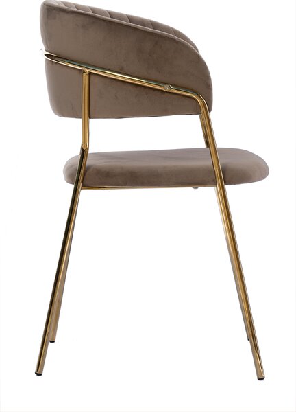 Scaun din velur Glamour VELVET cu picioare aurii - cappuccino