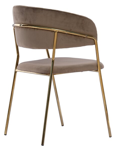 Scaun din velur Glamour VELVET cu picioare aurii - cappuccino