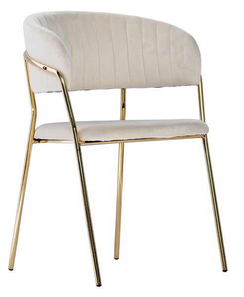 Scaun din velur Glamour VELVET cu picioare aurii - bej