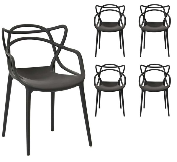 Scaun modern Split - set negru x4