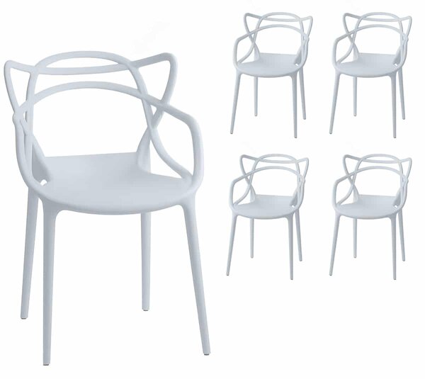 Scaun modern Split - set alb x4