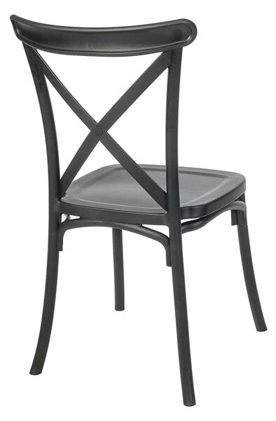 Scaun rustic Boho de bucătărie - negru
