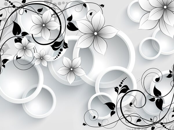 Fototapet Un design floral elegant, cu motive circulare, Fototapet flori 3D, Fototapet populare, u37888 - Tapeko.ro