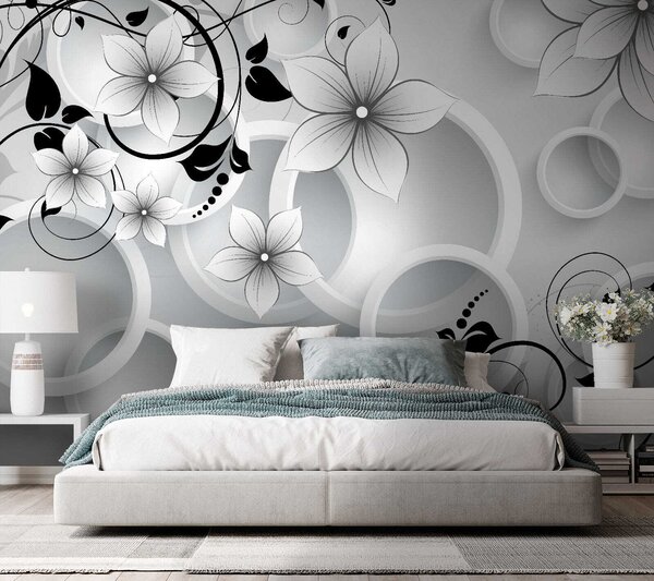 Fototapet Un design floral elegant, cu motive circulare, Fototapet flori 3D, Fototapet populare, u37888 - Tapeko.ro
