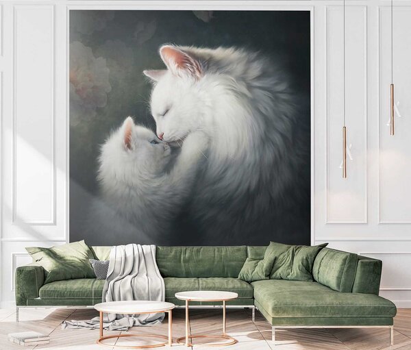 Fototapet Pisică și pisică sărutând, Fototapet 3D, Fototapet populare, u38551 - Tapeko.ro